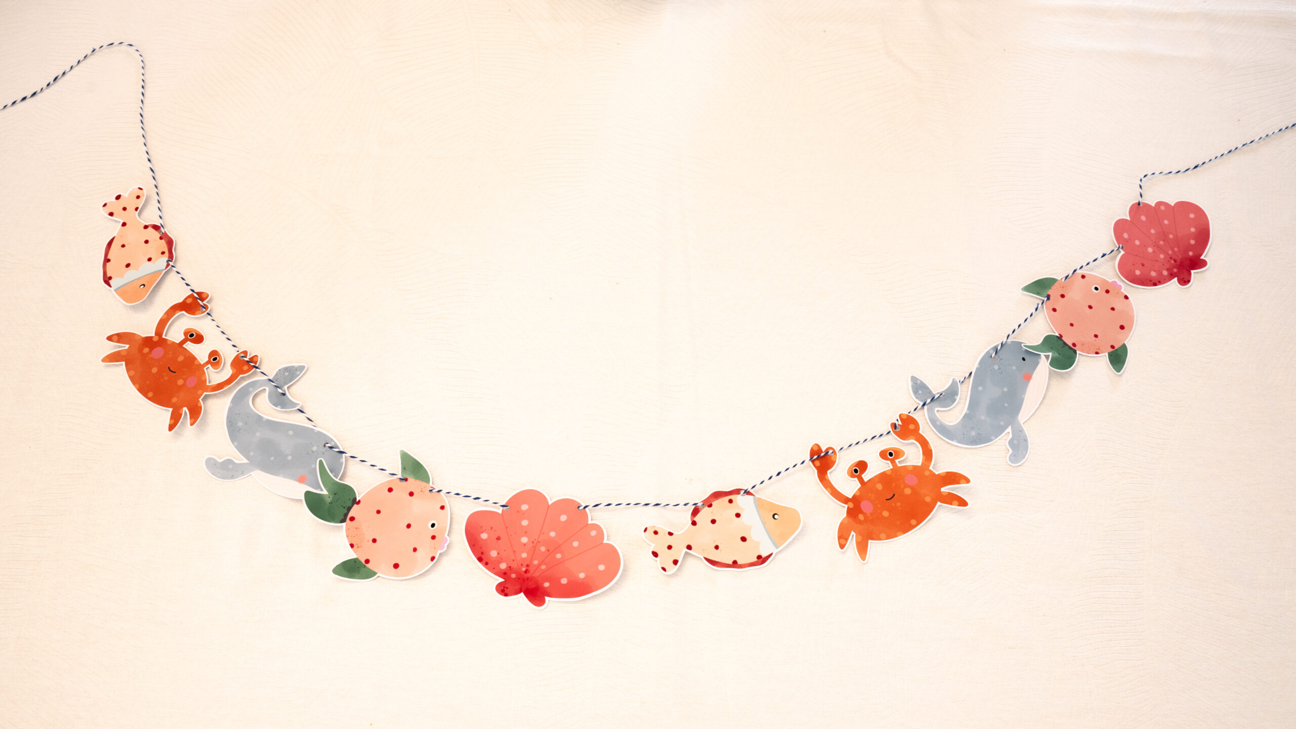 Varal decorativo fundo do mar